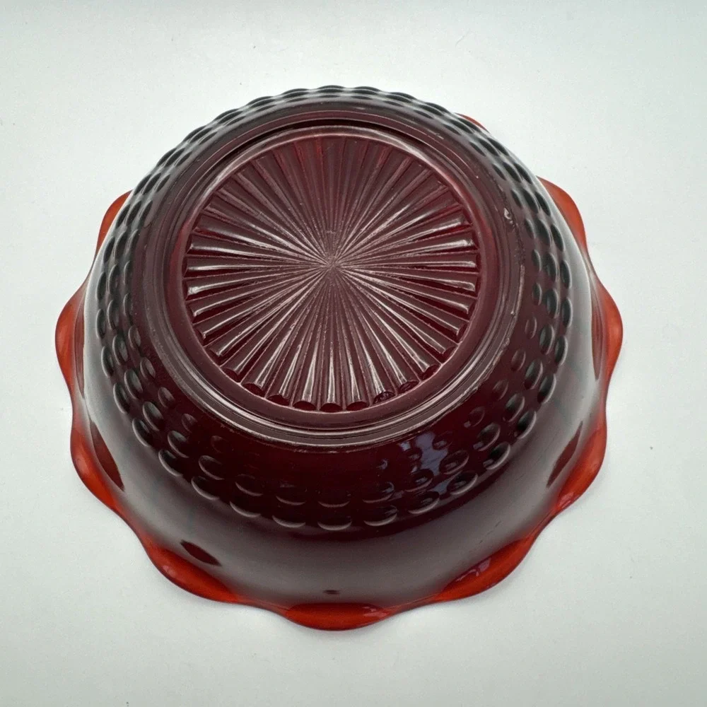 Ruby Red scalloped edge bowl‎ 6.5 inches